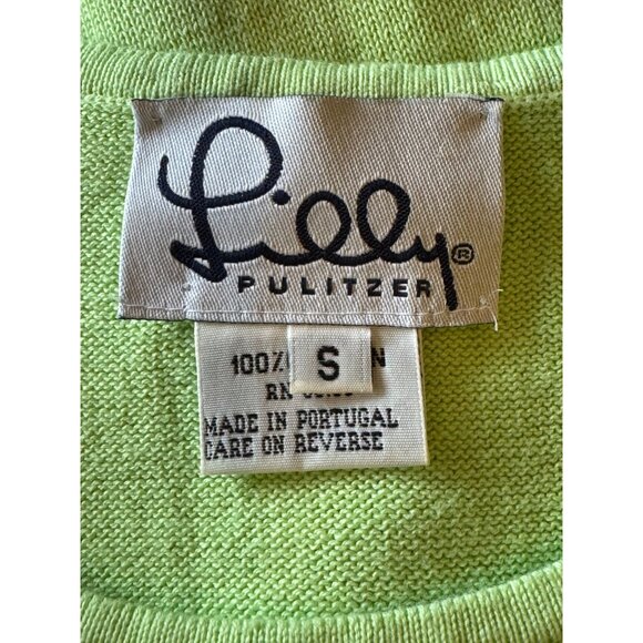 Lilly Pulitzer Tank Top Women Small Green Knit Cotton Crew‎ Neck Preppy Coastal - Picture 9 of 11